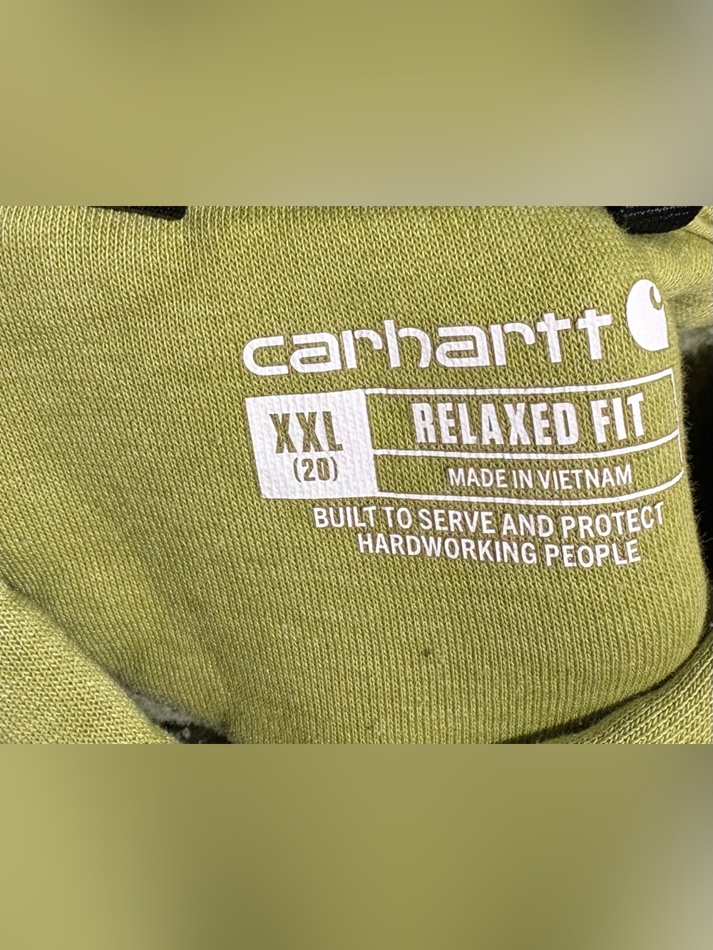 Carhartt chartreuse Logo Sleeve Pullover Hoodie size XXL relaxed - Picture 3 of 3